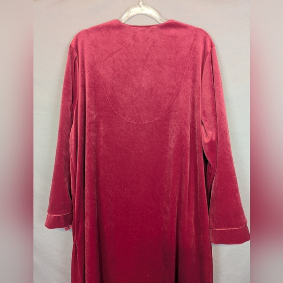 Cinema Etoile 1X Velour Embroidered Robe Red With Pockets & Zipper - Picture 4 of 15